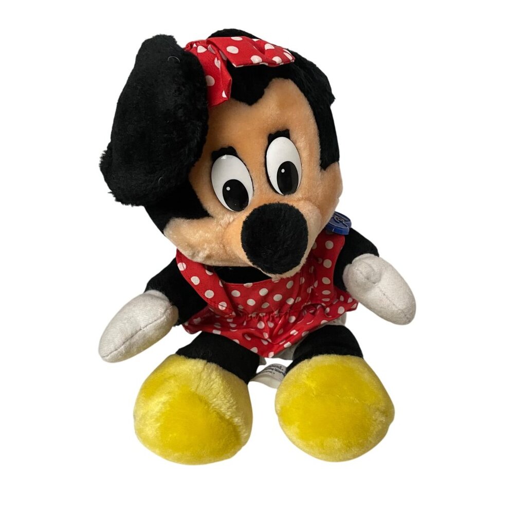 Disney Minnie Mouse Plush Toy Kids OS Red Polka Dot Vintage Original Medallion - Picture 2 of 8